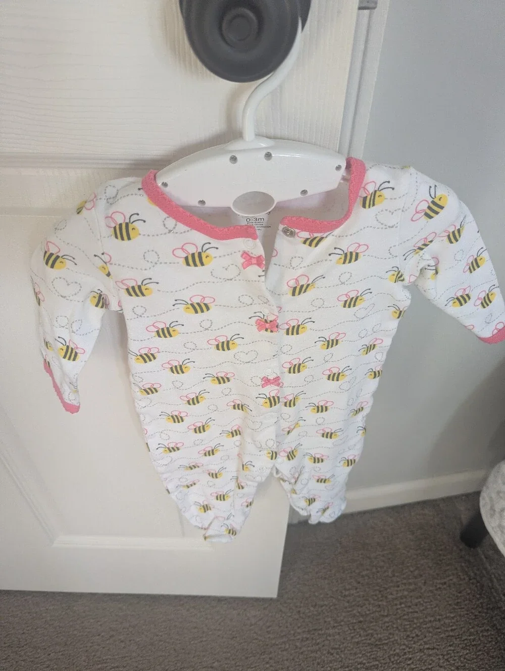 Koala Kids Pink & White Bee and Cmloud Island eather Footie Sleepers